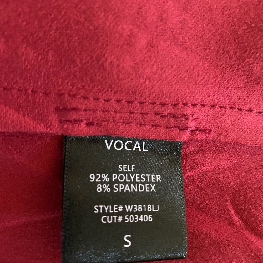 Vocal Open Front Lightweight Red Faux Suede Jacket with matching red bling - Picture 10 of 13